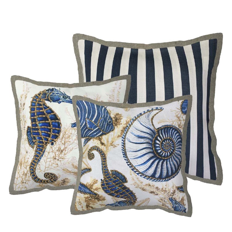 kit 3 capas almofadas decorativas fundo do mar com listras 2