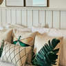 kit de capas de almofadas decorativas em linhão monstera