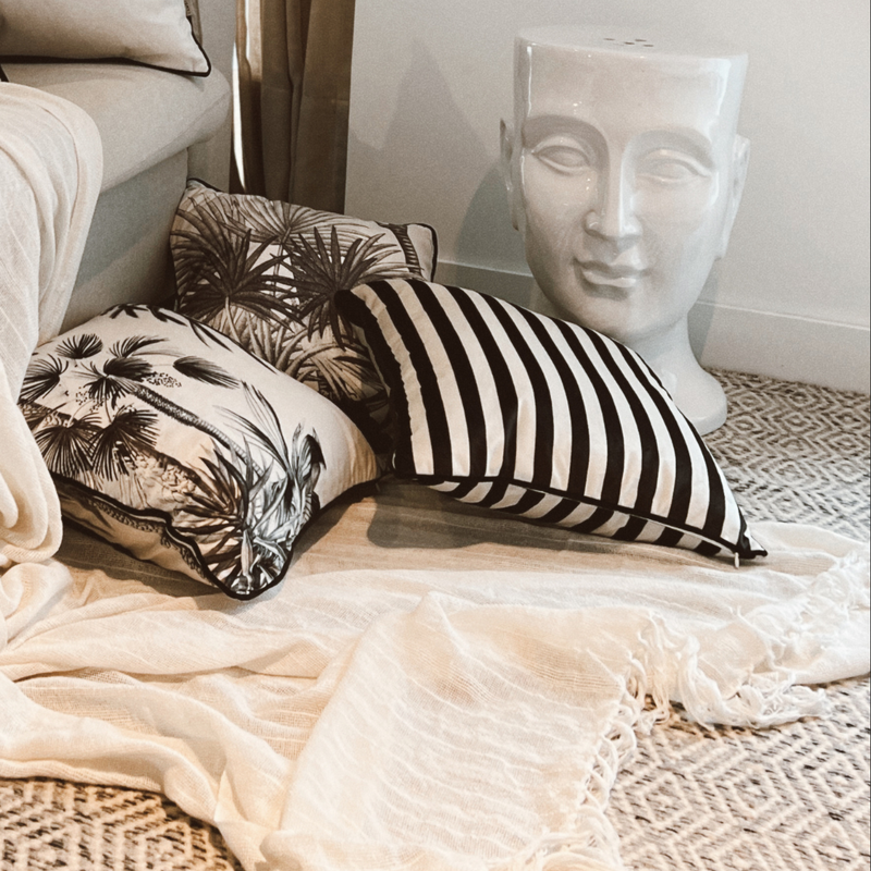 capas de almofadas decorativas de veludo preto e branco midngiht