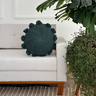 almofada croche decorativa redonda pompons 45cm verde musgo