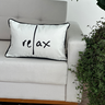 capa almofada linhao branco palavra relax 45x30 perto