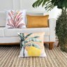 kit 3 capas almofadas decorativas c veludo mostarda planta salmao e bananeira