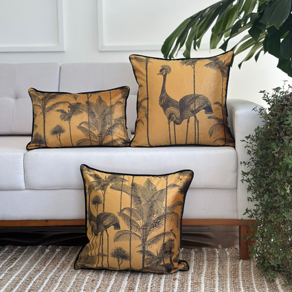 kit 3 capas almofadas decorativas veludo mostarda