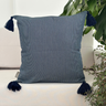capa almofada algodao azul listras com tassels 45x45 sofa