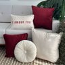 capas almofadas em veludo bordo e off white