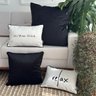kit 4 capas almofadas veludo preto e linhao branco