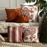 kit 5 capas almofadas linhao cashmere listrada linho terracota e concha