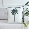 capa almofada tropical coqueiro em linhao branco 45x45 sofa