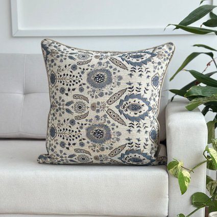 capa almofada entreposto linho floral azul 45x45 sofa