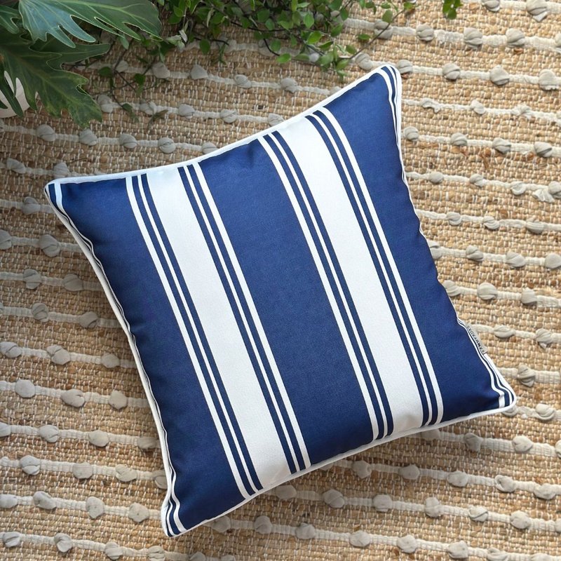 capa almofada maritima praia impermeavel listras azuis 45x45 chao