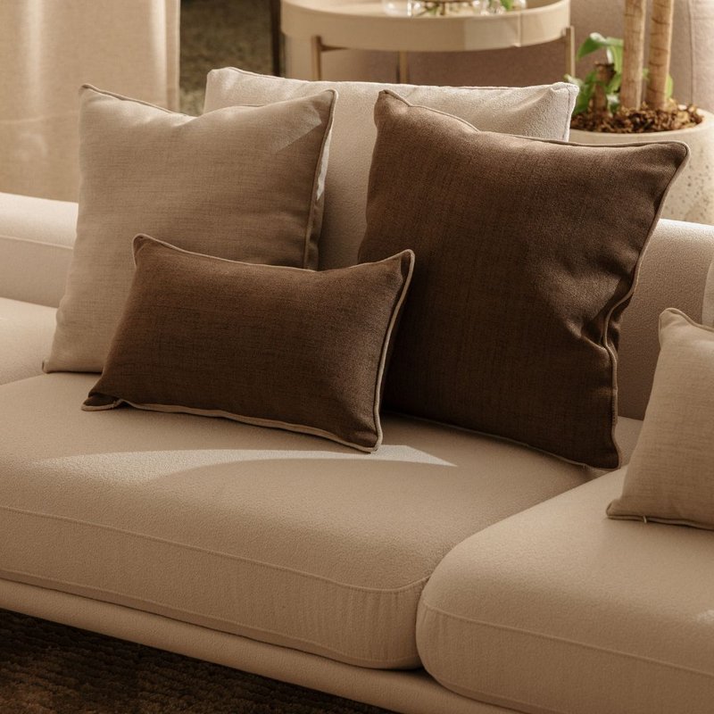 kit 3 capas almofadas linho veneto bege escuro e off white