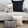 kit 4 capas almofadas veludo frase listras preta e off white