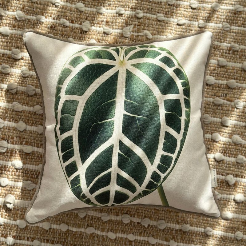 capa de almofada decorativa planta anturium em linhao 45x45 chao