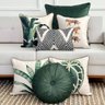 kit 7 capas almofadas linhao cru folhagens tigre listras e veludo verde