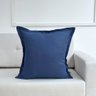 capa de almofada em linho com aba 45x45 azul jeans