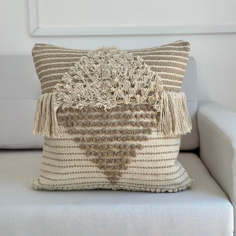 capa de almofada franjas algodao cru 45x45 1