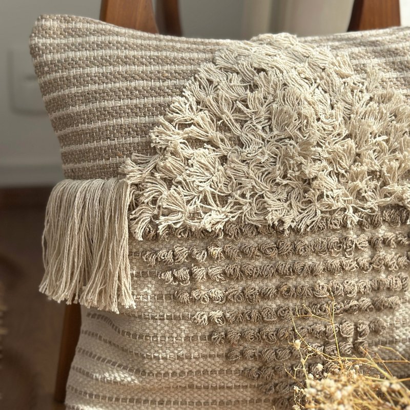 capa de almofada franjas algodao cru 45x45 2