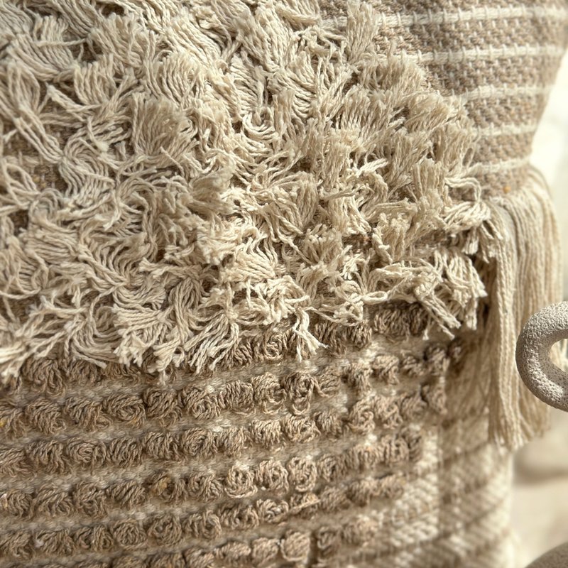 capa de almofada franjas algodao cru 45x45 4