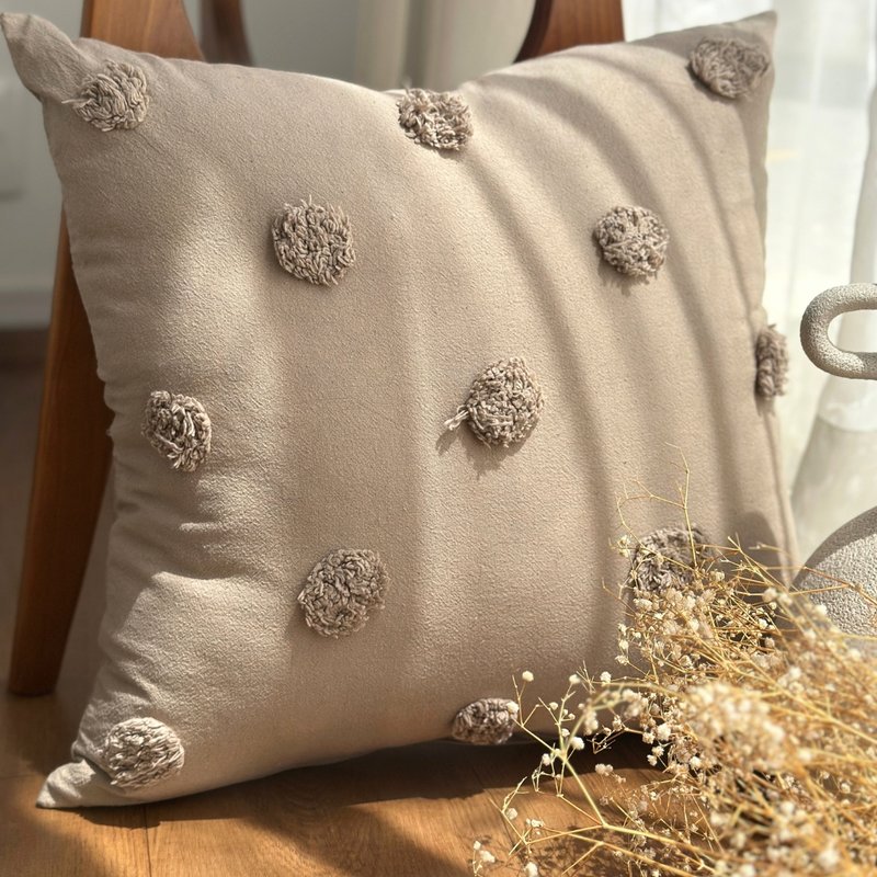 capa de almofada pompom bege 45x45 12