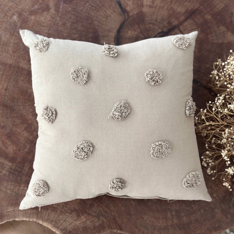 capa de almofada pompom bege 45x45 14