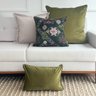 kit 4 capas almofadas premium jacquard estampado veludo verde oliva e boucle bege