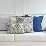 kit 4 capas almofadas jacquard floral azul linho aba interna e azul jeans