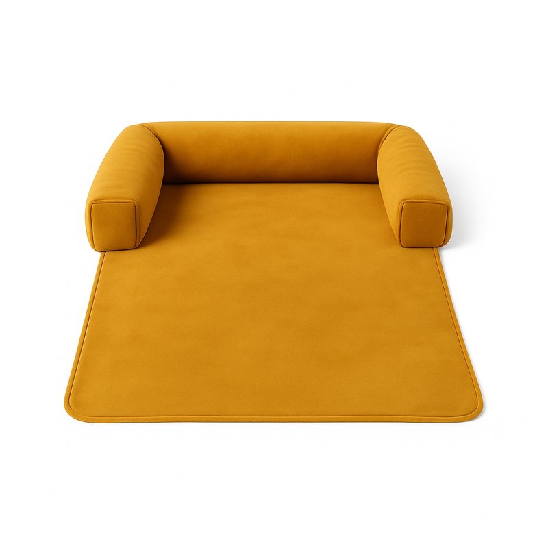 caminha veludo premium pet cachorro para sofa mostarda 72x90