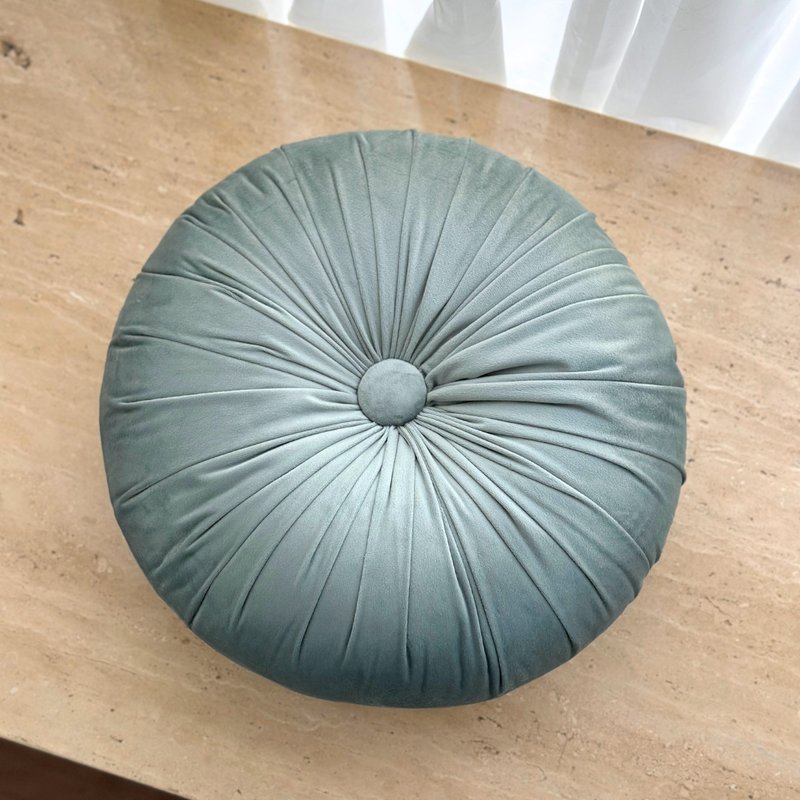 almofada decorativa veludo redonda com botao 45cm verde claro 2