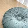 almofada decorativa veludo redonda com botao 45cm verde claro 5