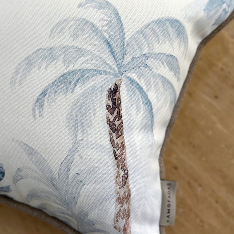 capa almofada linhao coqueiro azul 45x30 23