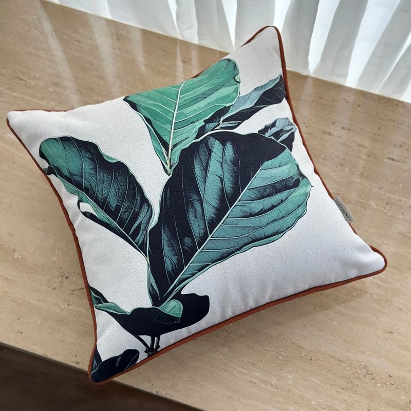 capa almofada linhao cru planta ficus 45x45 10