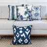 kit 4 capas almofadas linhao branco floral geometrica listra e flores azuis