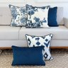 kit 5 capas almofadas linhao floral ikat geometrica e veludo azul
