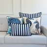 kit 4 capas almofadas linhao listras azuis cavalo marinho e peixe
