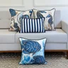 kit 4 capas almofadas linhao sardenha fundo do mar peixe cavalo marinho e listra azul