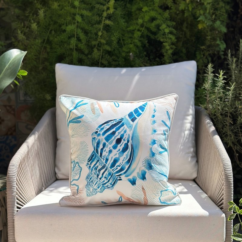 capa de almofada impermeavel concha azul 45x45 2