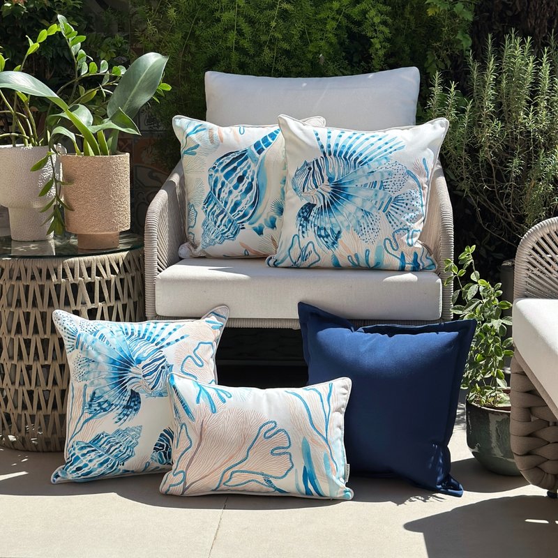 kit 5 capas almofadas impermeaveis fundo do mar e azul marinho