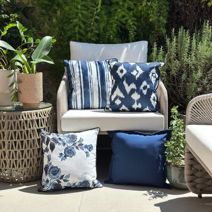kit 4 capas almofadas impermeaveis listras geometricas flores e azul